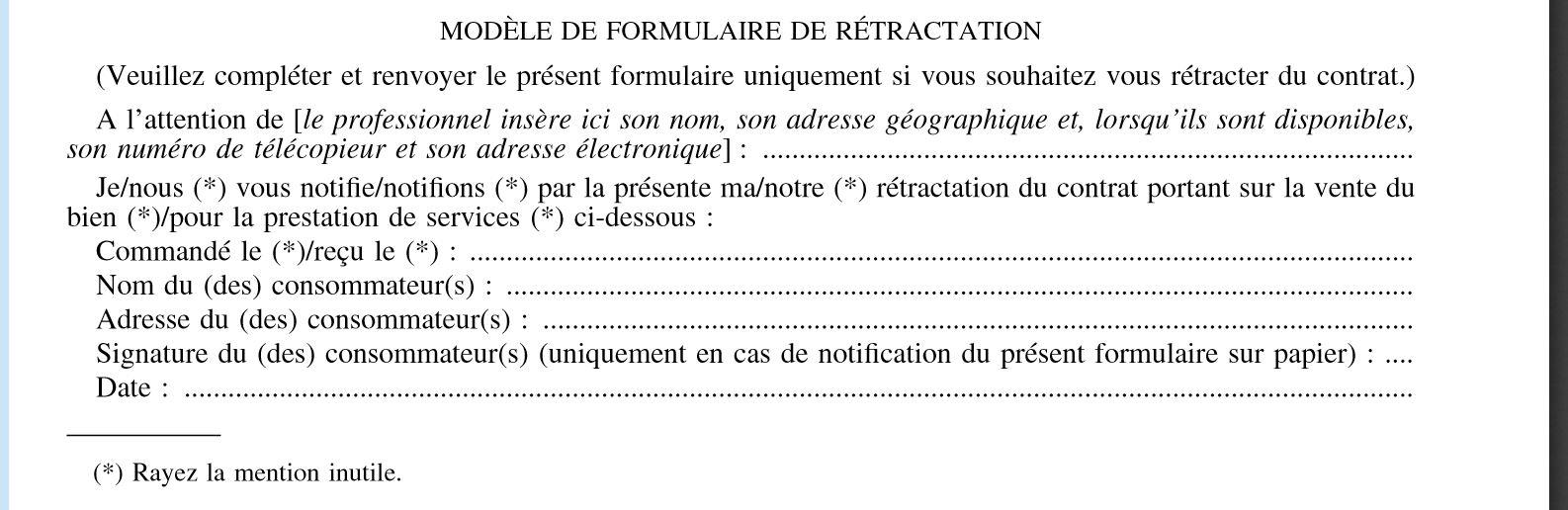 Conso un formulaire et une note d’information sur le droit de