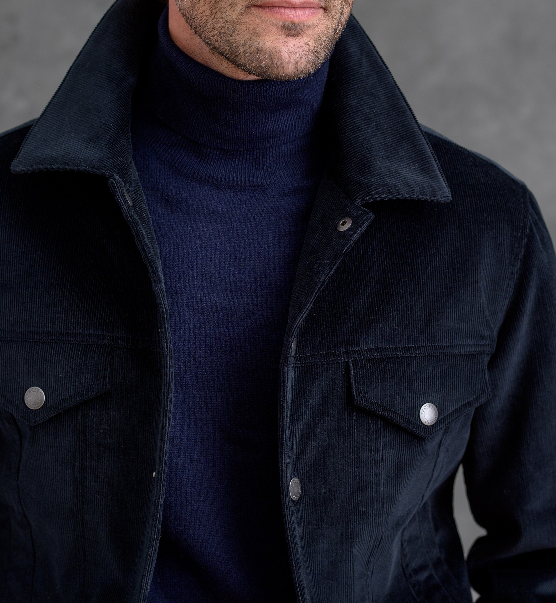 Lafayette Navy Blue Corduroy Trucker Jacket by Proper Cloth
