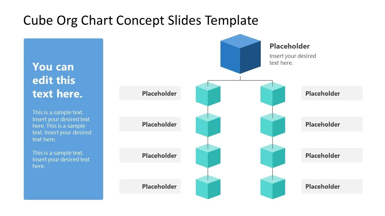 3D Style Cube Org Chart Template Hierarchy SlideModel