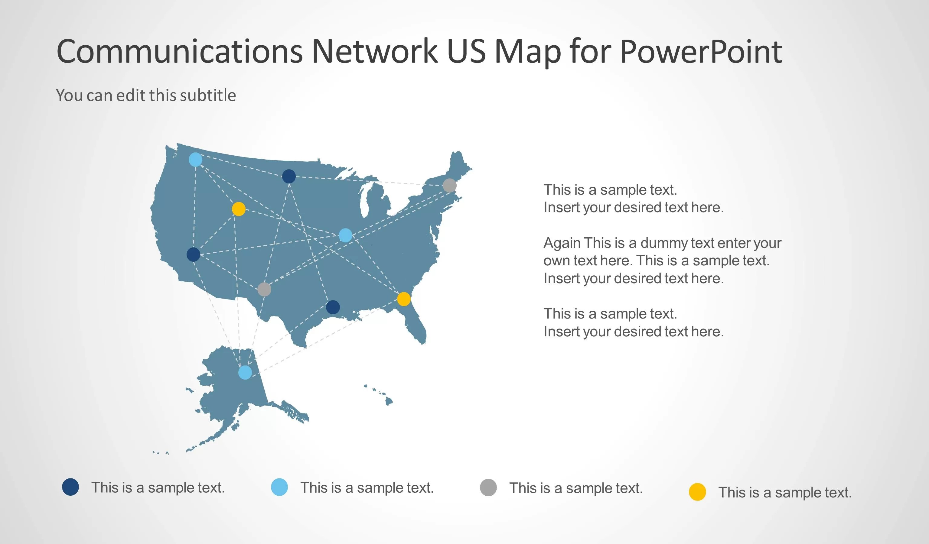 Communications Map Of America Communications Network Template with US Map for PowerPoint SlideModel