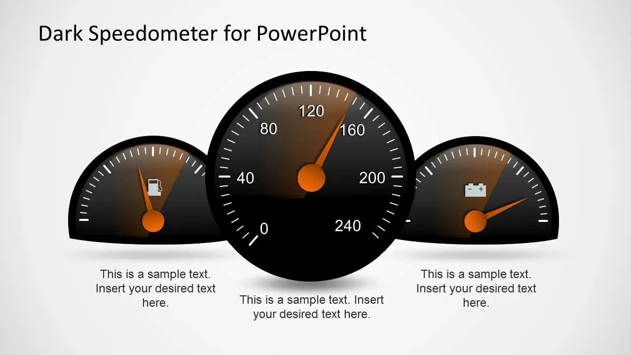 Dark Speedometer Template for PowerPoint SlideModel