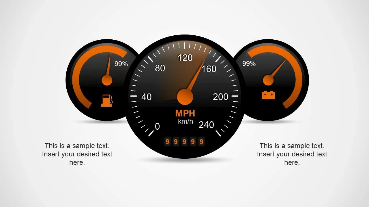 Dark Speedometer Template for PowerPoint SlideModel