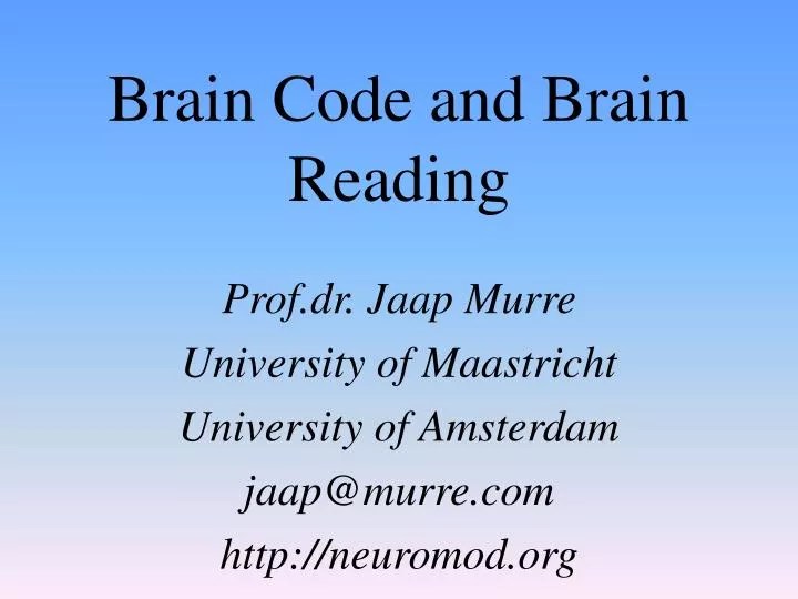 PPT Brain Code and Brain Reading PowerPoint Presentation, free