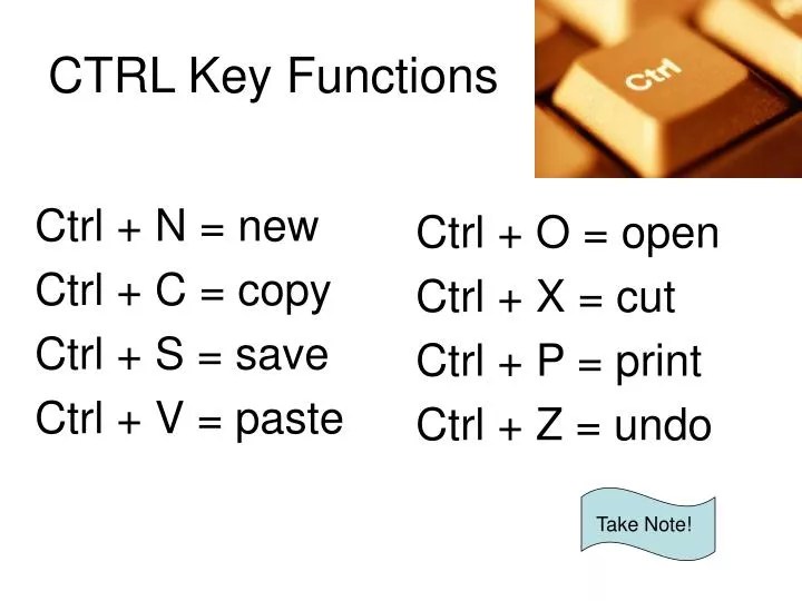 PPT CTRL Key Functions PowerPoint Presentation, free download ID