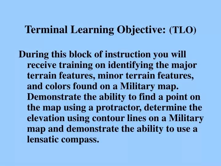 PPT Terminal Learning Objective (TLO) PowerPoint Presentation, free download ID3774423
