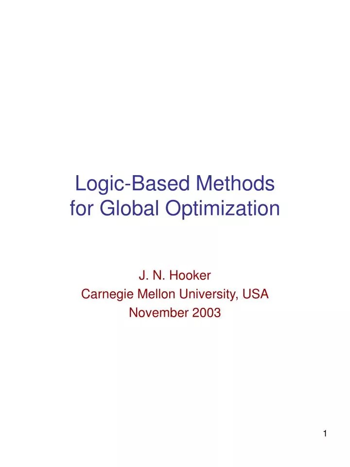 PPT LogicBased Methods for Global Optimization PowerPoint