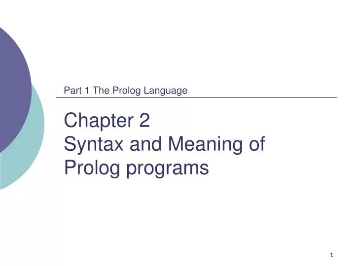 PPT Part 1 The Prolog Language Chapter 2 Syntax and Meaning of Prolog