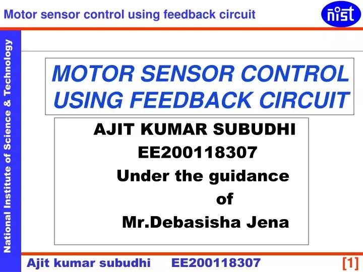 PPT MOTOR SENSOR CONTROL USING FEEDBACK CIRCUIT PowerPoint