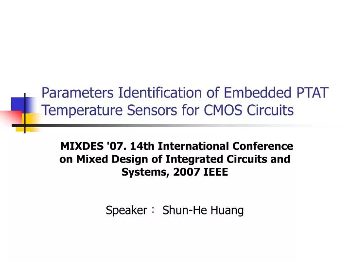 PPT Parameters Identification of Embedded PTAT Temperature Sensors