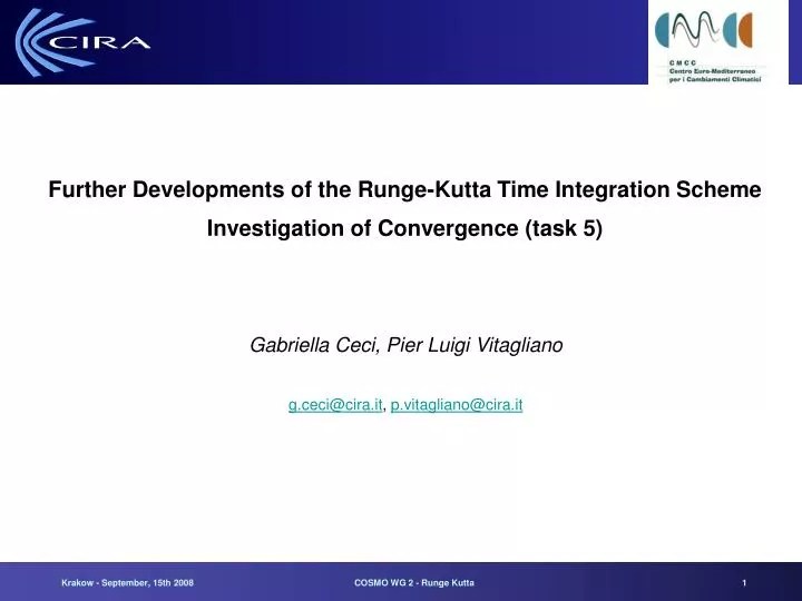 PPT Further Developments of the RungeKutta Time Integration Scheme PowerPoint Presentation