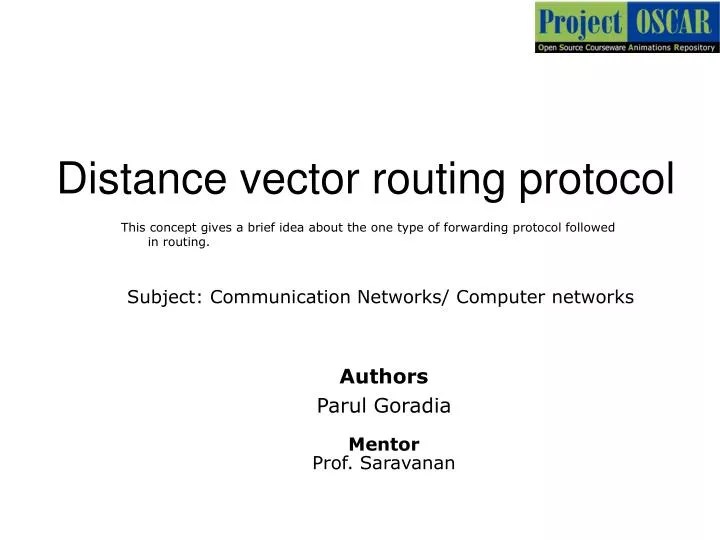 PPT Distance vector routing protocol PowerPoint Presentation, free