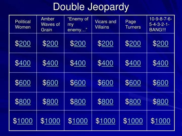 PPT Double Jeopardy PowerPoint Presentation, free download ID4116955
