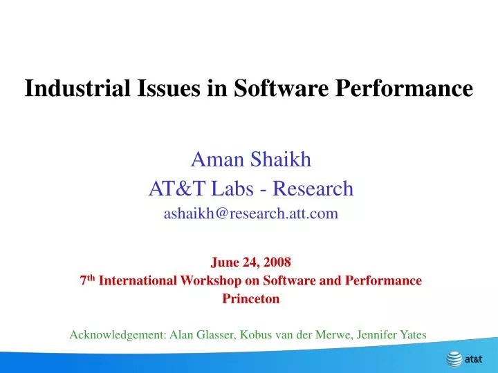 PPT Industrial Issues in Software Performance PowerPoint Presentation ID4198843