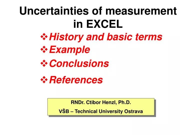 PPT Uncertainties of measurement in EXCEL PowerPoint Presentation