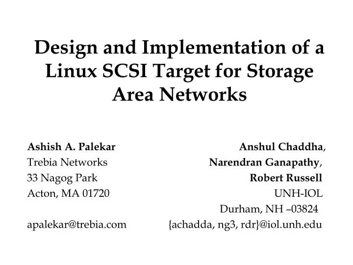 PPT Design and Implementation of a Linux SCSI Target for Storage Area