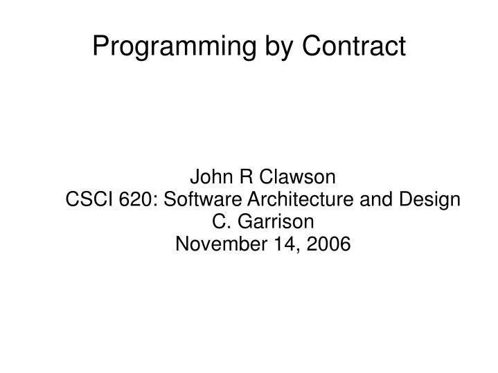 PPT Programming by Contract PowerPoint Presentation, free download