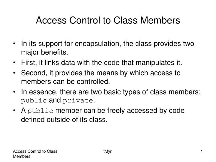 PPT Access Control to Class Members PowerPoint Presentation, free