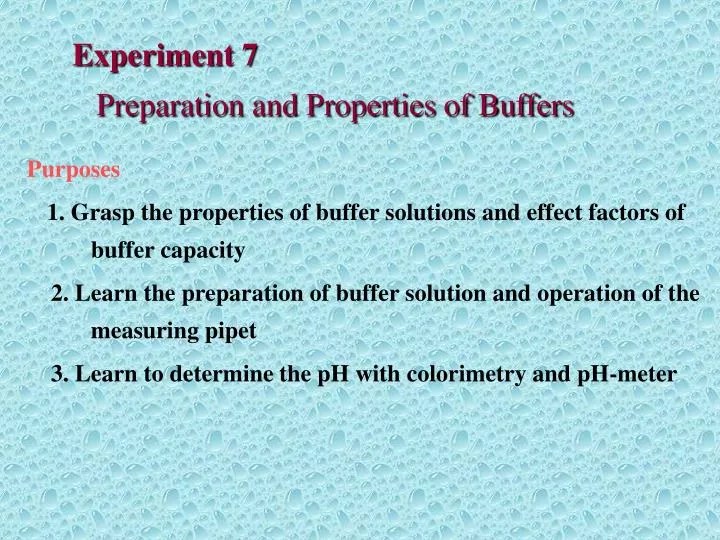 PPT Experiment 7 Preparation and Properties of Buffers PowerPoint