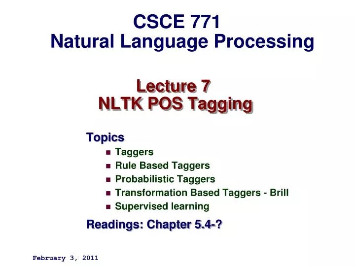 PPT Lecture 7 NLTK POS Tagging PowerPoint Presentation, free download