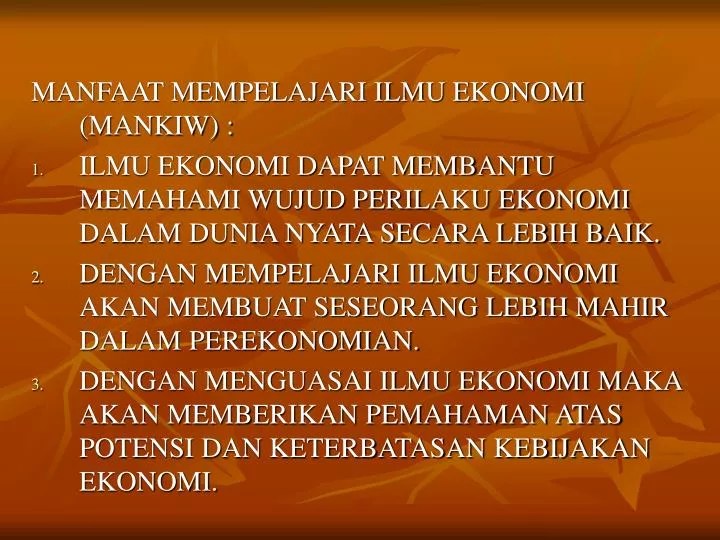 PPT MANFAAT MEMPELAJARI ILMU EKONOMI (MANKIW) PowerPoint