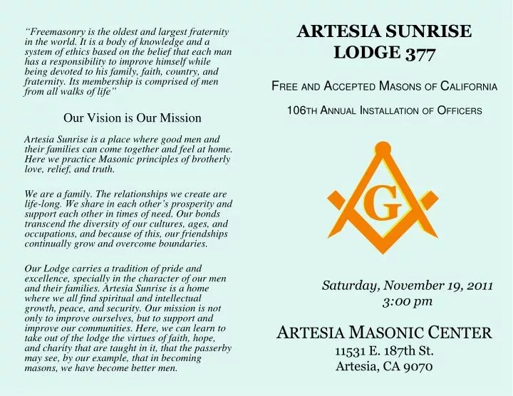 PPT ARTESIA SUNRISE LODGE 377 F REE AND A CCEPTED M ASONS OF C