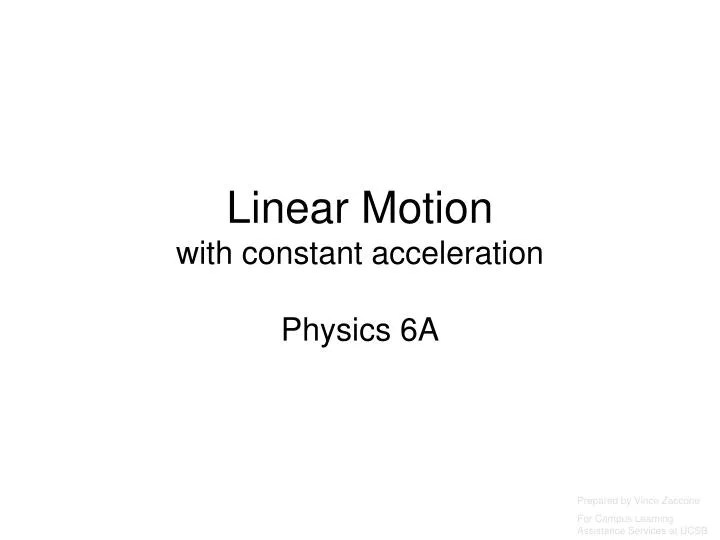 PPT Linear Motion with constant acceleration PowerPoint Presentation
