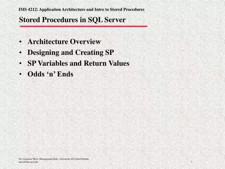 PPT Stored Procedures in SQL Server PowerPoint Presentation, free