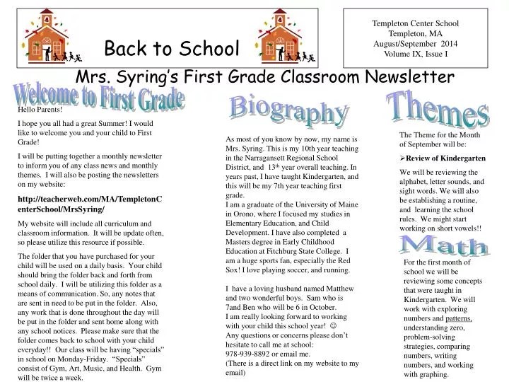 PPT Templeton Center School Templeton, MA August/September 2014