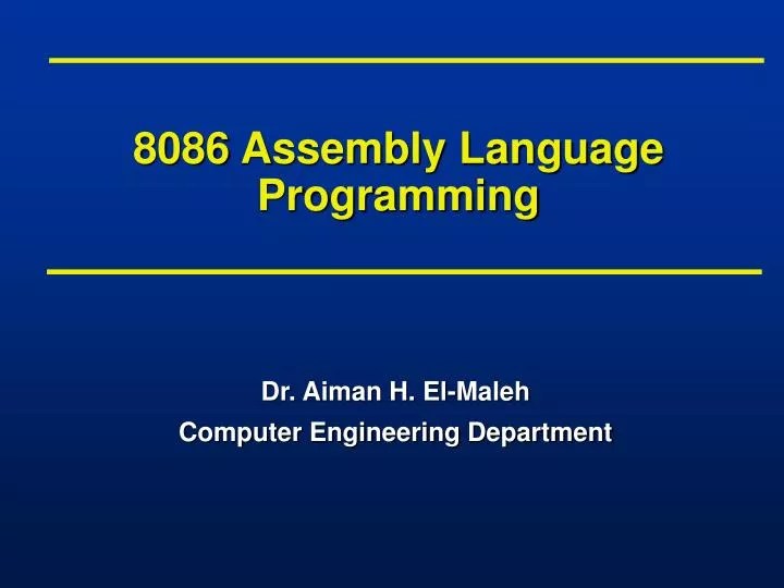 PPT 8086 Assembly Language Programming PowerPoint Presentation, free
