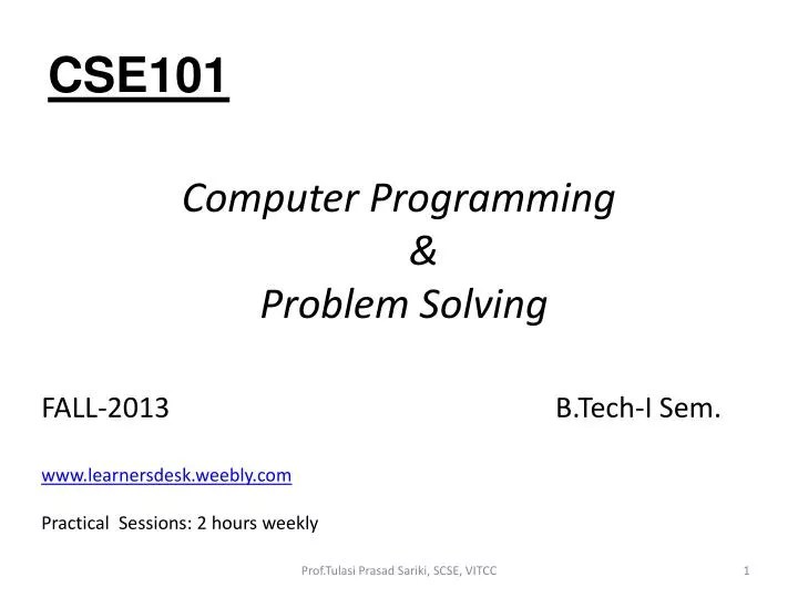 PPT Computer Programming & Problem Solving PowerPoint Presentation