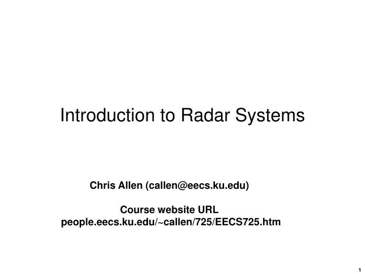 PPT Introduction to Radar Systems PowerPoint Presentation, free