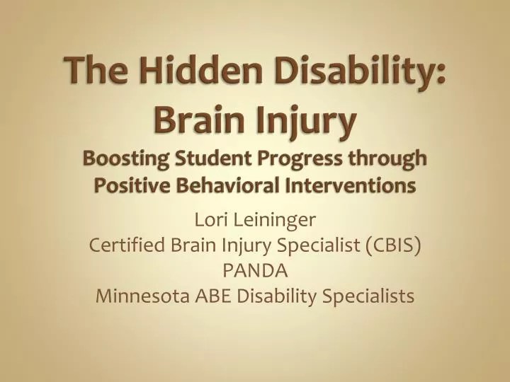 PPT Lori Leininger Certified Brain Injury Specialist (CBIS) PANDA