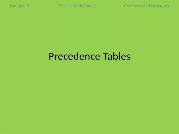 PPT Precedence Tables PowerPoint Presentation, free download ID5289364