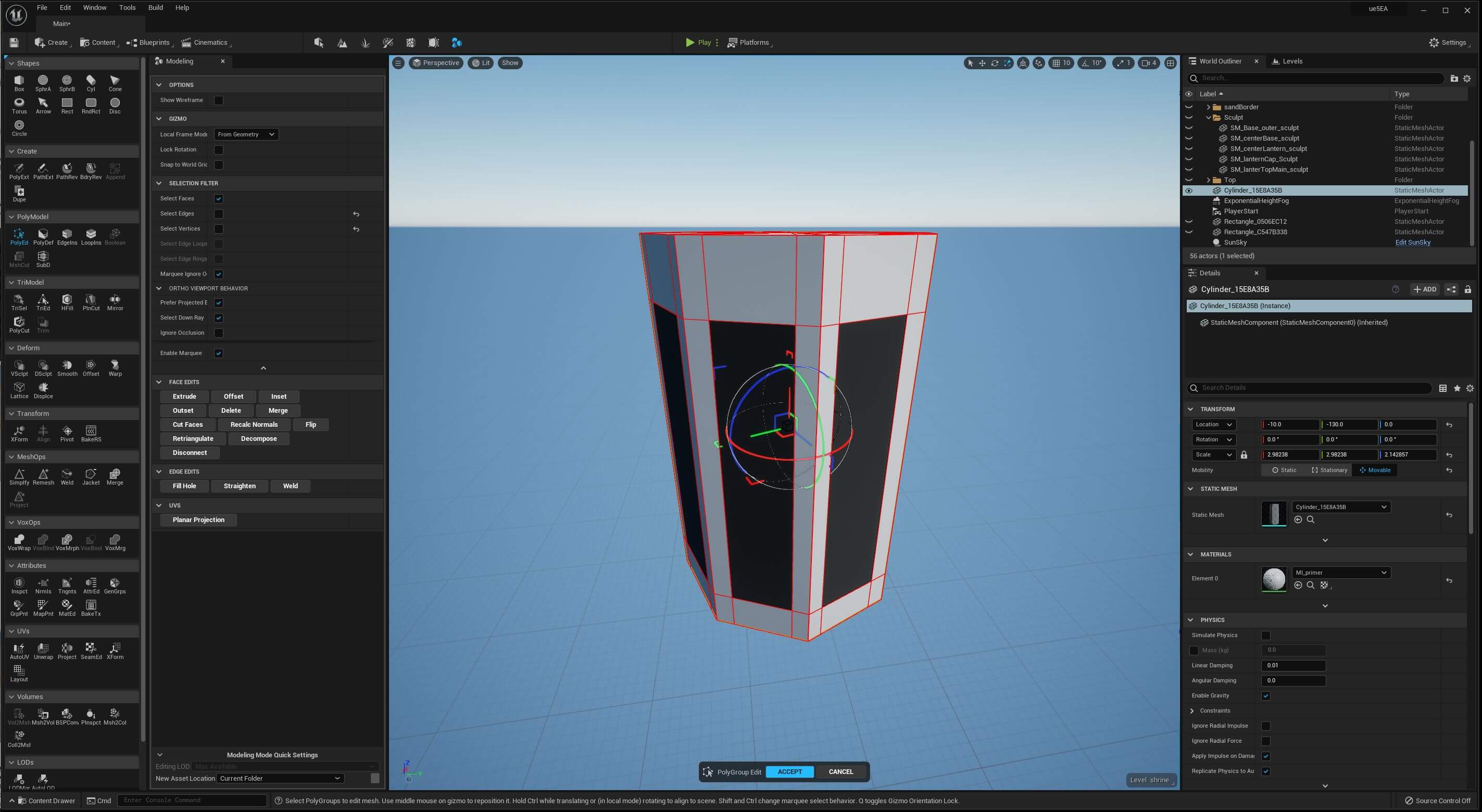 Unreal Engine 5’s modeling mode takes shape