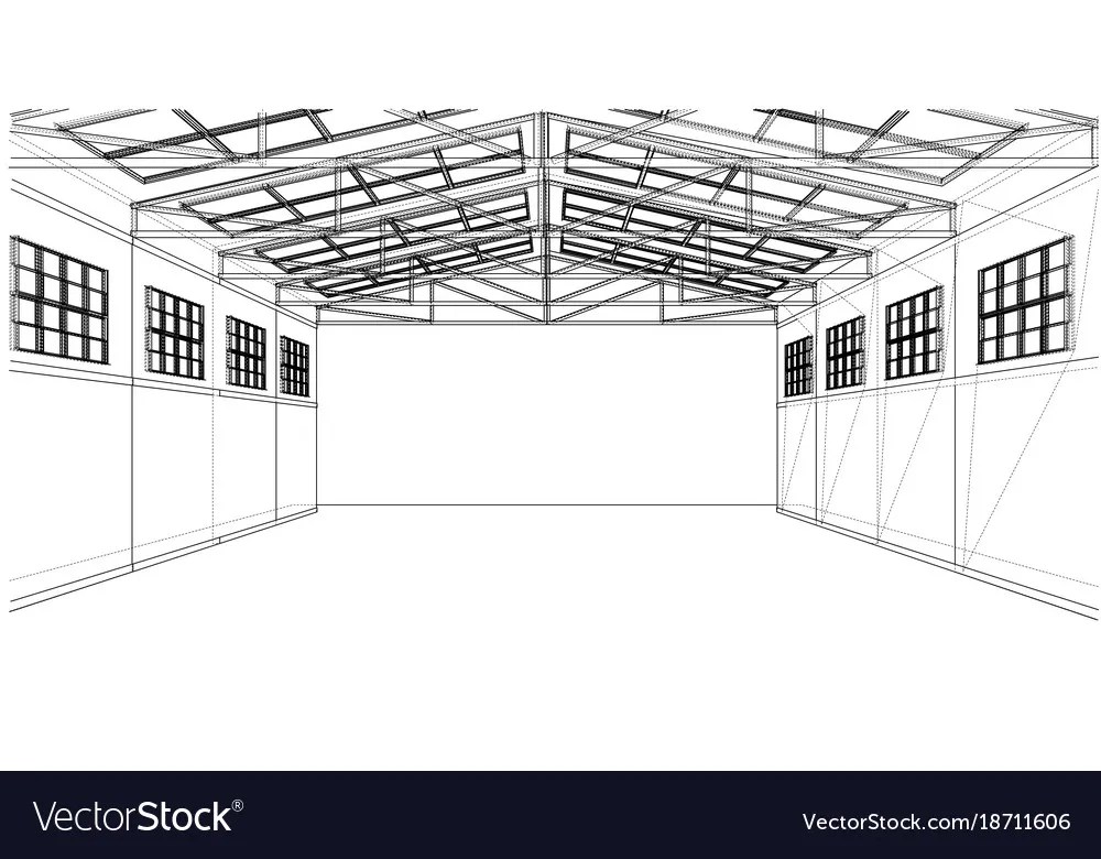 Warehouse sketch rendering 3d Royalty Free Vector Image