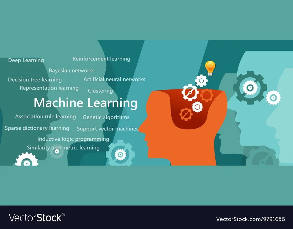 Machine learning algorithm concept with related Vector Image