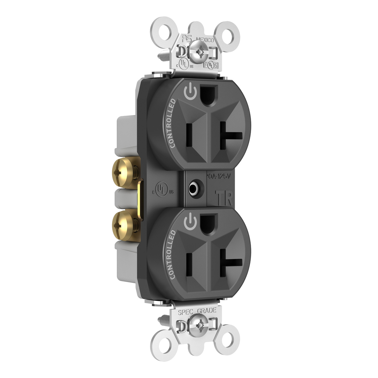 HardUse Spec Grade Plug Load Controllable Receptacle, 20A, 125V, Black Commercial Receptacles
