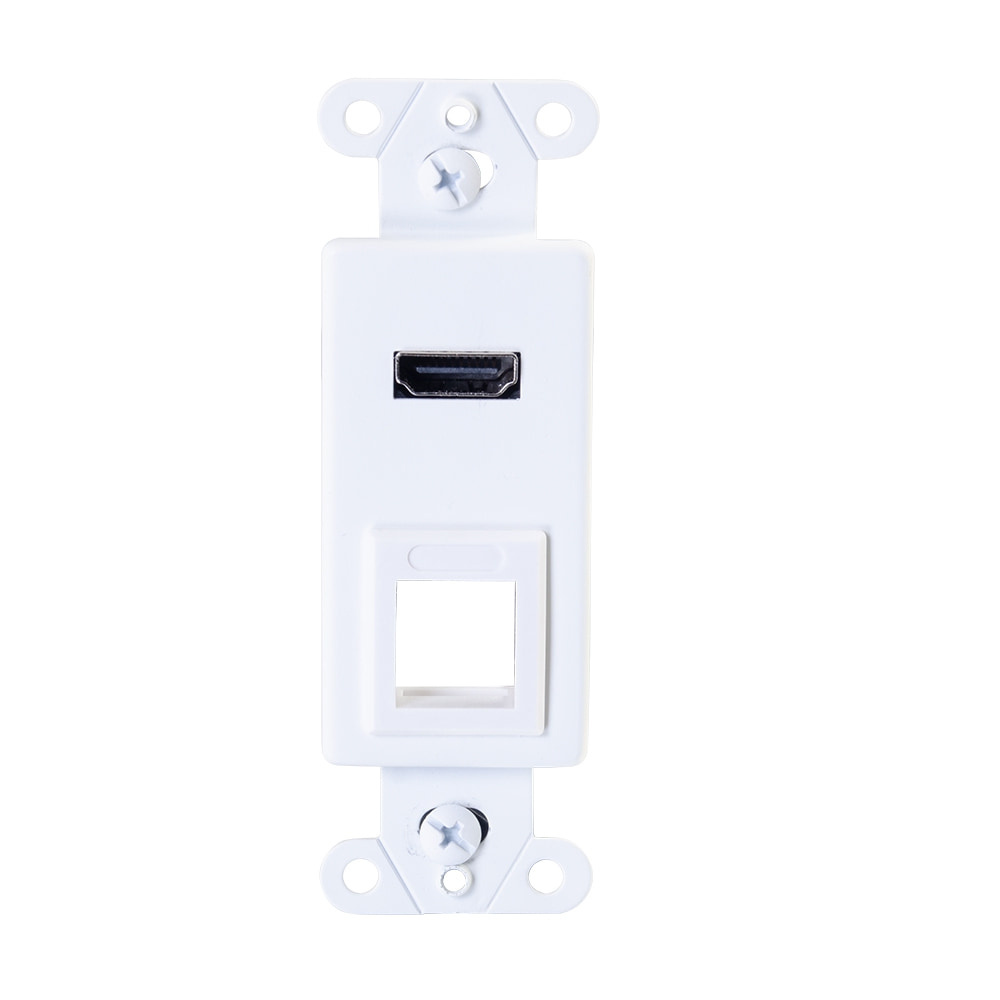 HDMI Pass Through Decorative Wall Plate with One Keystone White