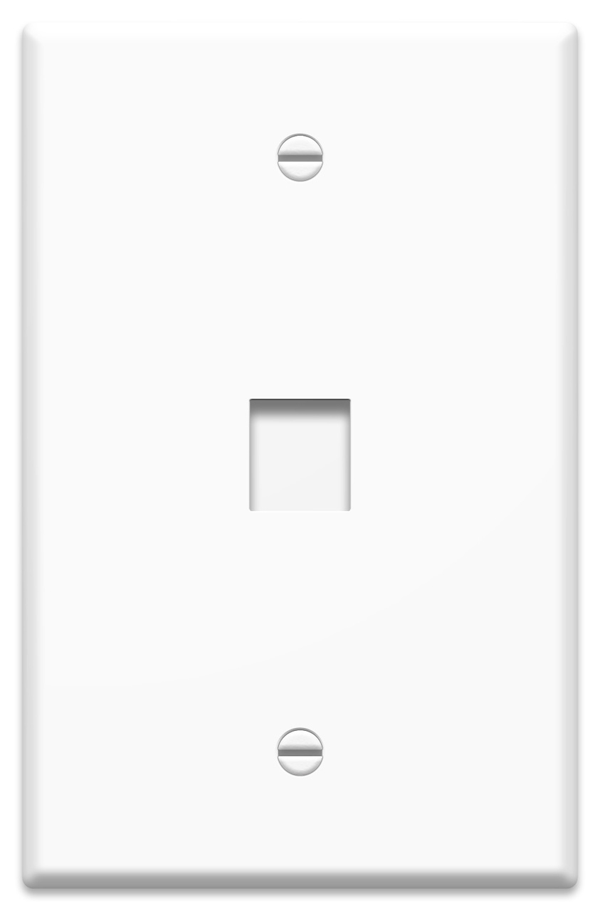 1Gang, 1Port Oversized Wall Plate, White PreConfigured Plates and