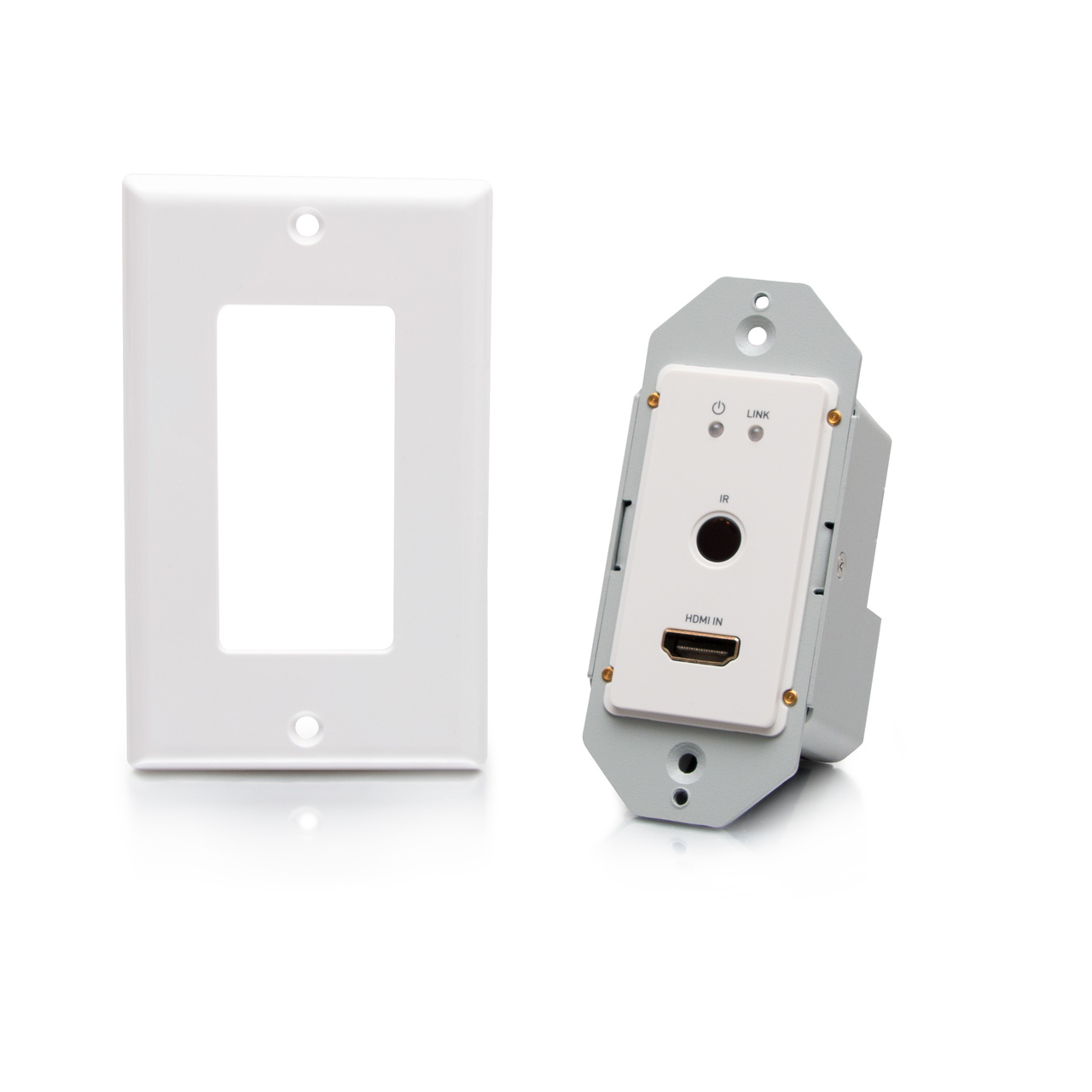 HDMI® HDBaseT + RS232 and IR over Cat Extender Single Gang Wall Plate