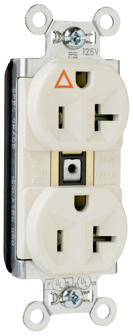 PlugTail® Isolated Ground Spec Grade Receptacles, 20A, 125V, Red