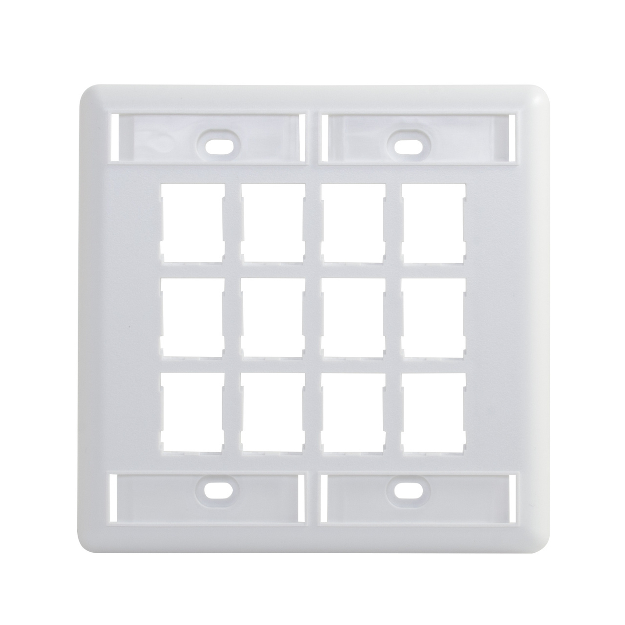 HDJ 6 PORT DOUBLE GANG FACEPLATE, WITH LABEL FIELD, CLOUD WHITE