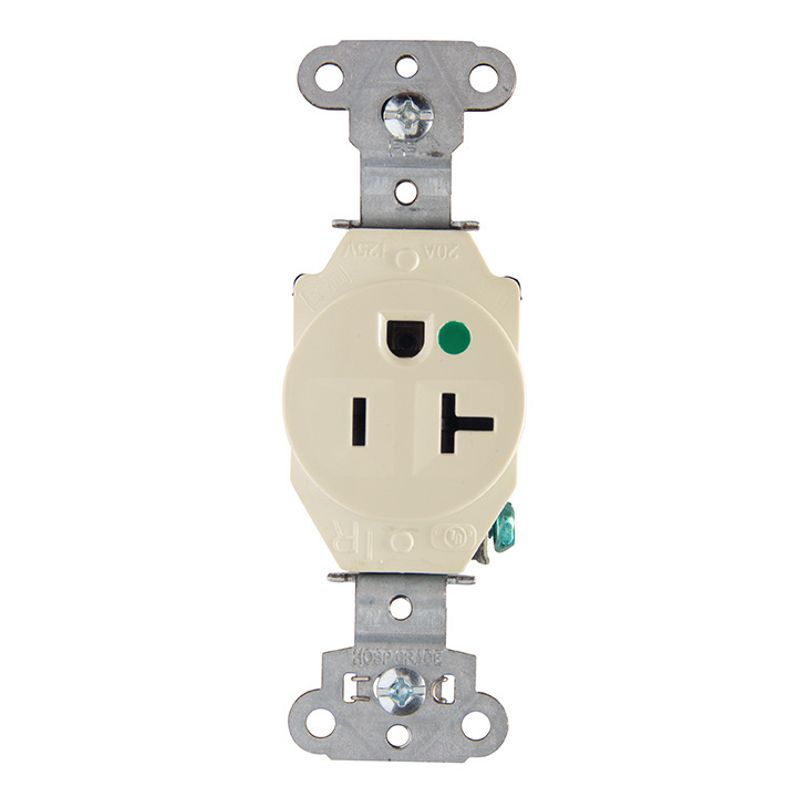 Hospital Grade Single Receptacles Tamper Resistant, Back and Side Wire