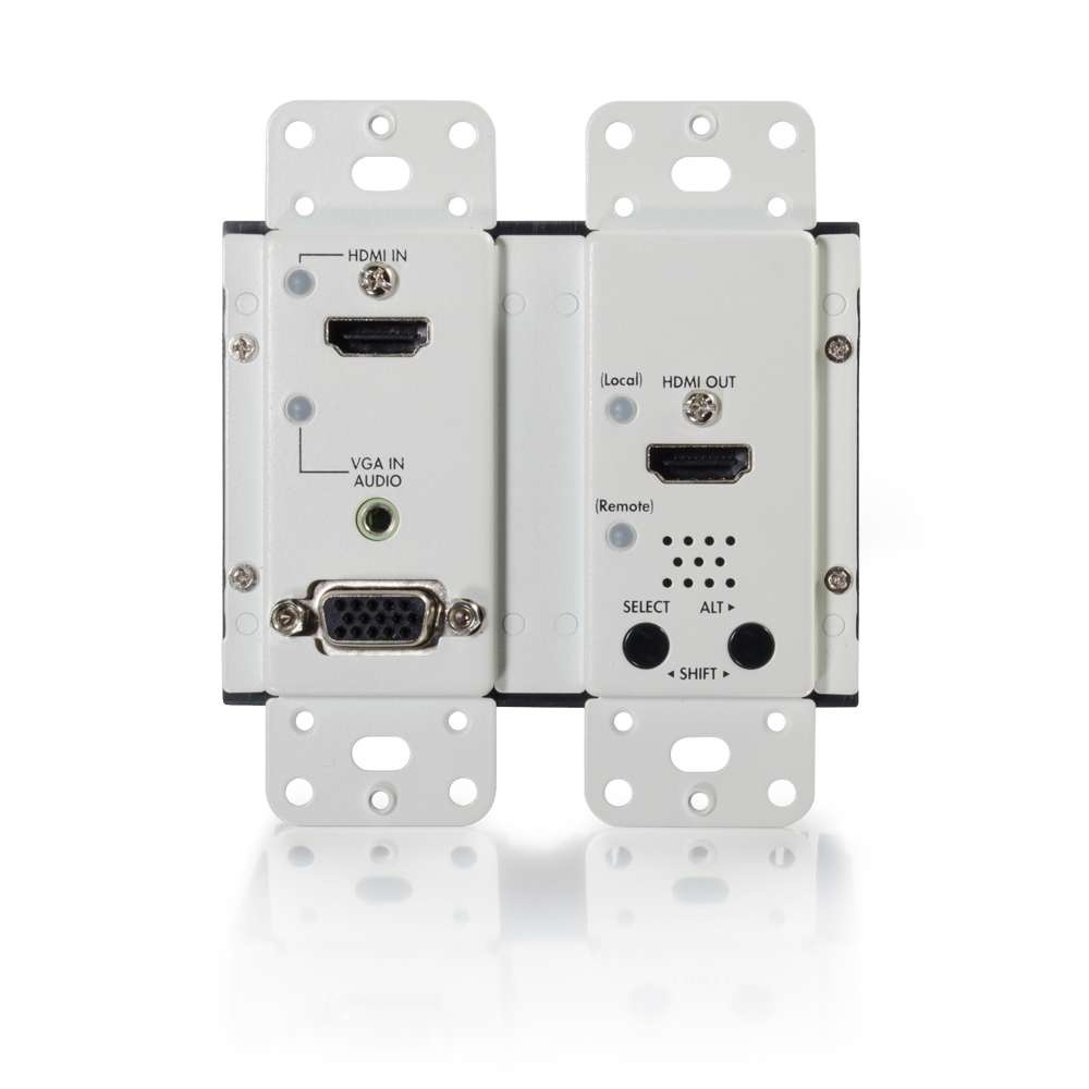 4K HDMI® and VGA + Stereo Audio HDBaseT over Cat Extender Wall Plate