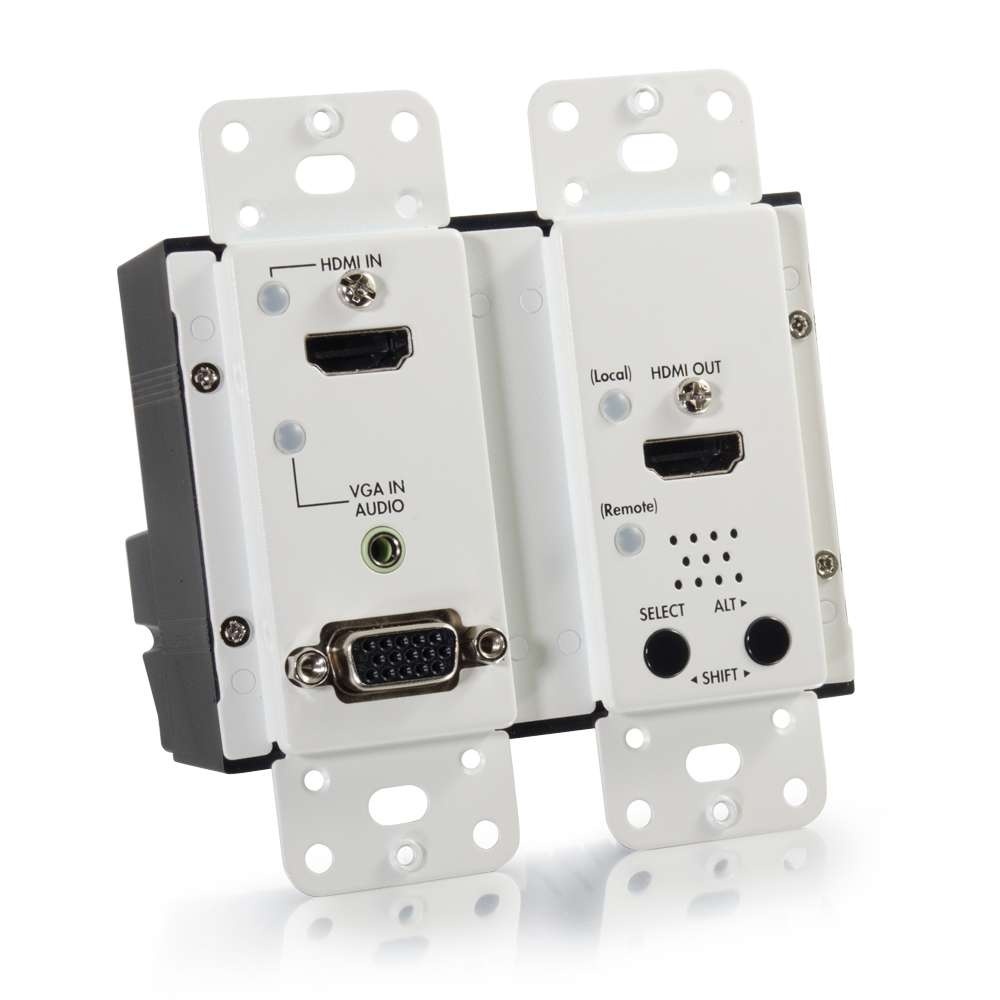 4K HDMI® and VGA + Stereo Audio HDBaseT over Cat Extender Wall Plate