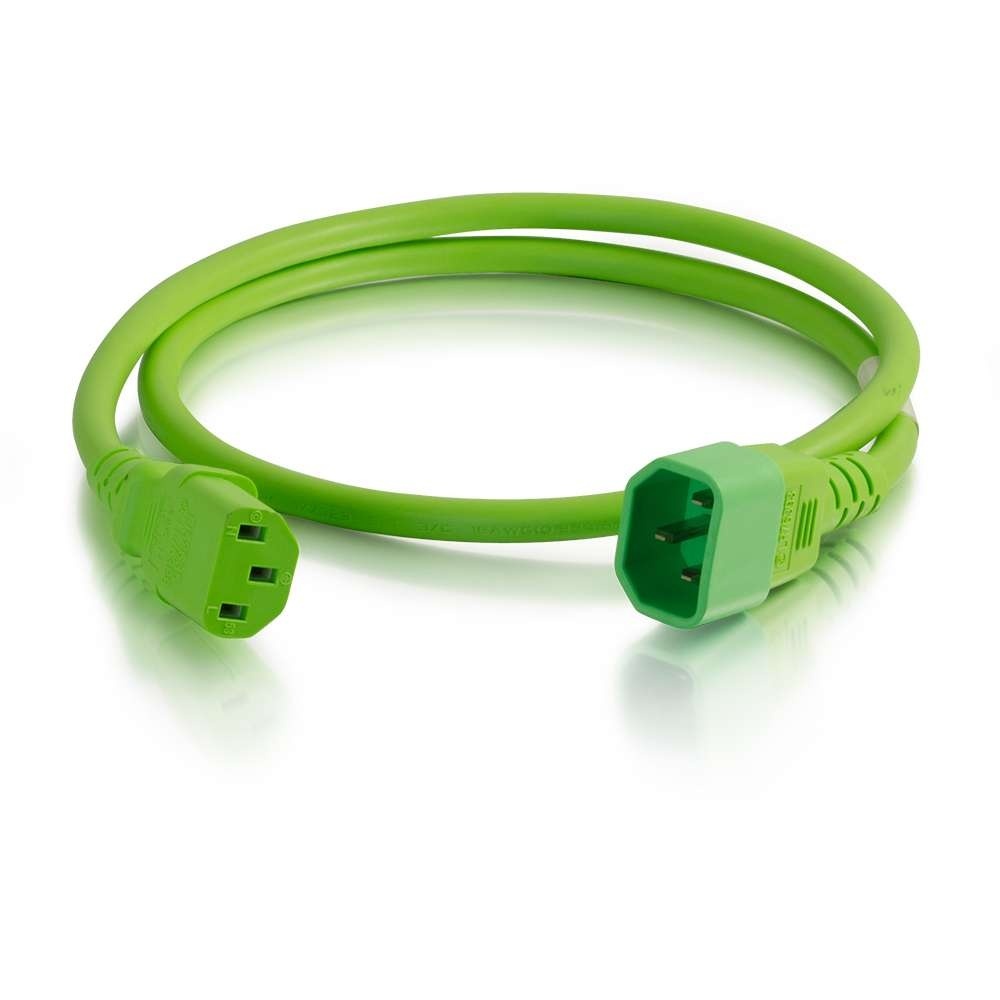 10ft (3m) 14AWG Power Cord (IEC320C14 to IEC320C13) Green AC Power