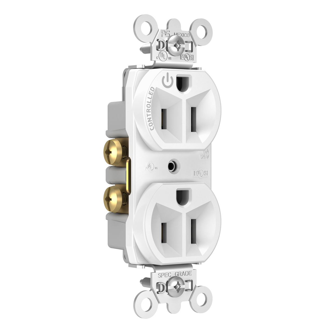15A, 125V HalfControlled Plug Load Controllable Receptacle, White