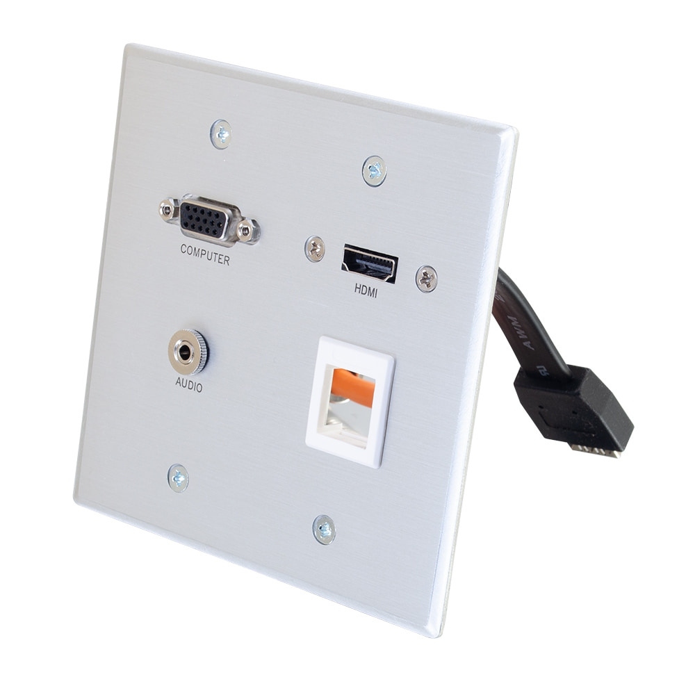RapidRun® VGA + 3.5mm Audio Double Gang Wall Plate with HDMI Pass