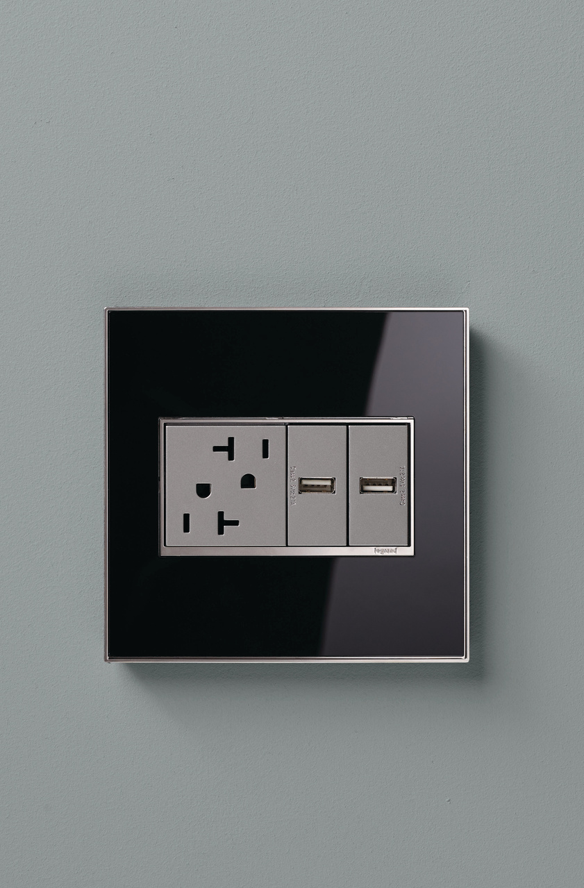adorne® Mirror Black OneGang Screwless Wall Plate Designer Switches