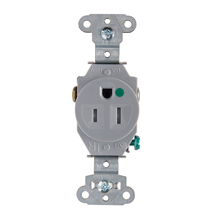 Hospital Grade Single Receptacles Tamper Resistant, Back & Side Wire